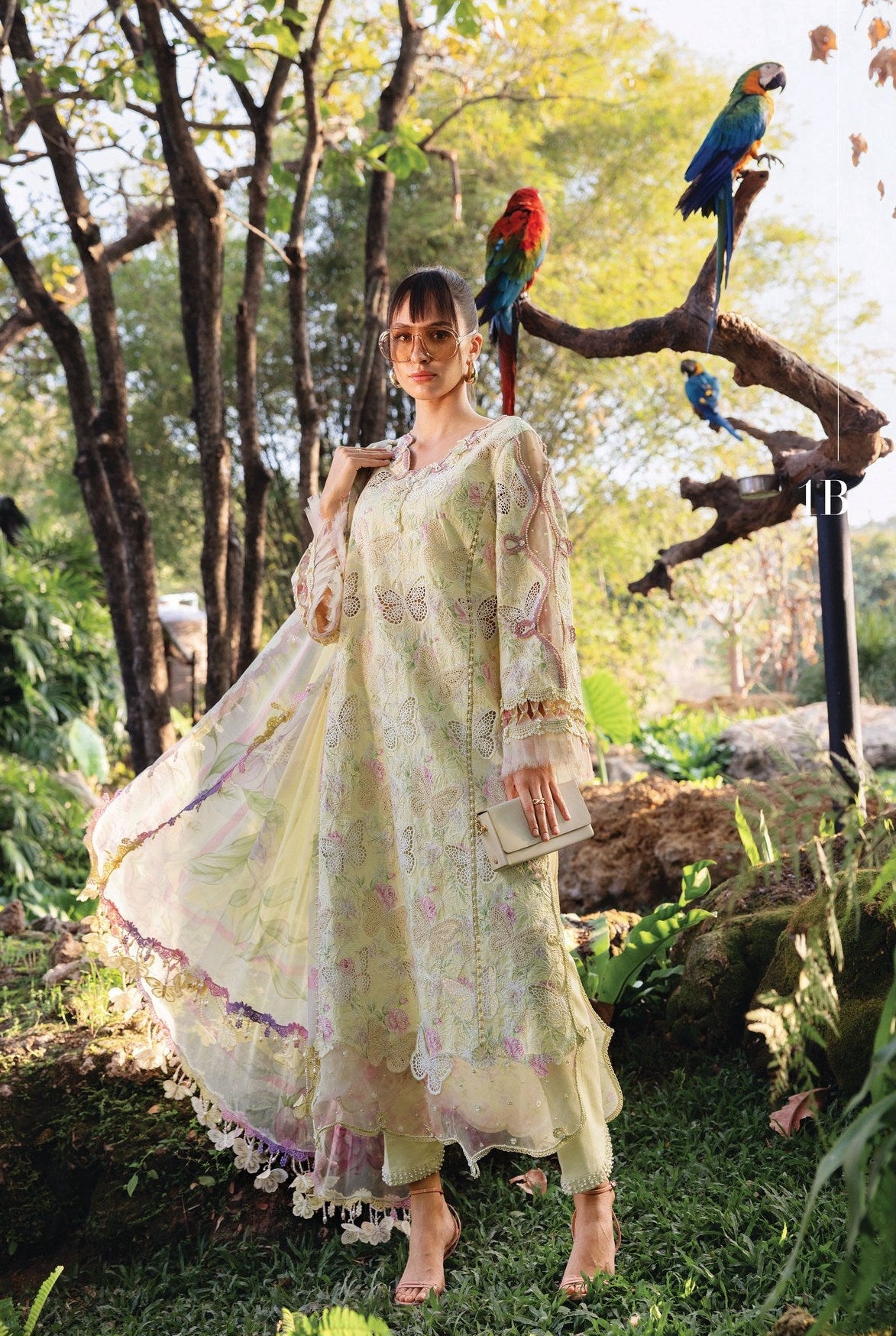 3PC Full Embroidered Butterfly Dress