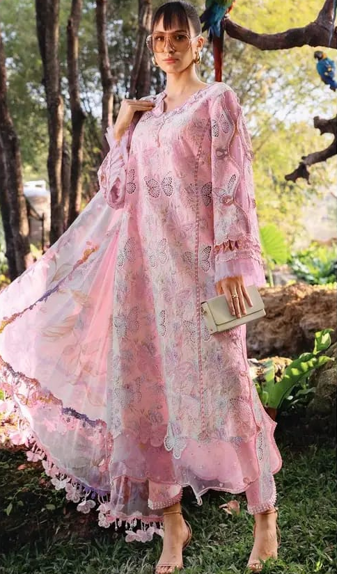 3 Piece Butterfly Dress Full Embroidered  | 1480