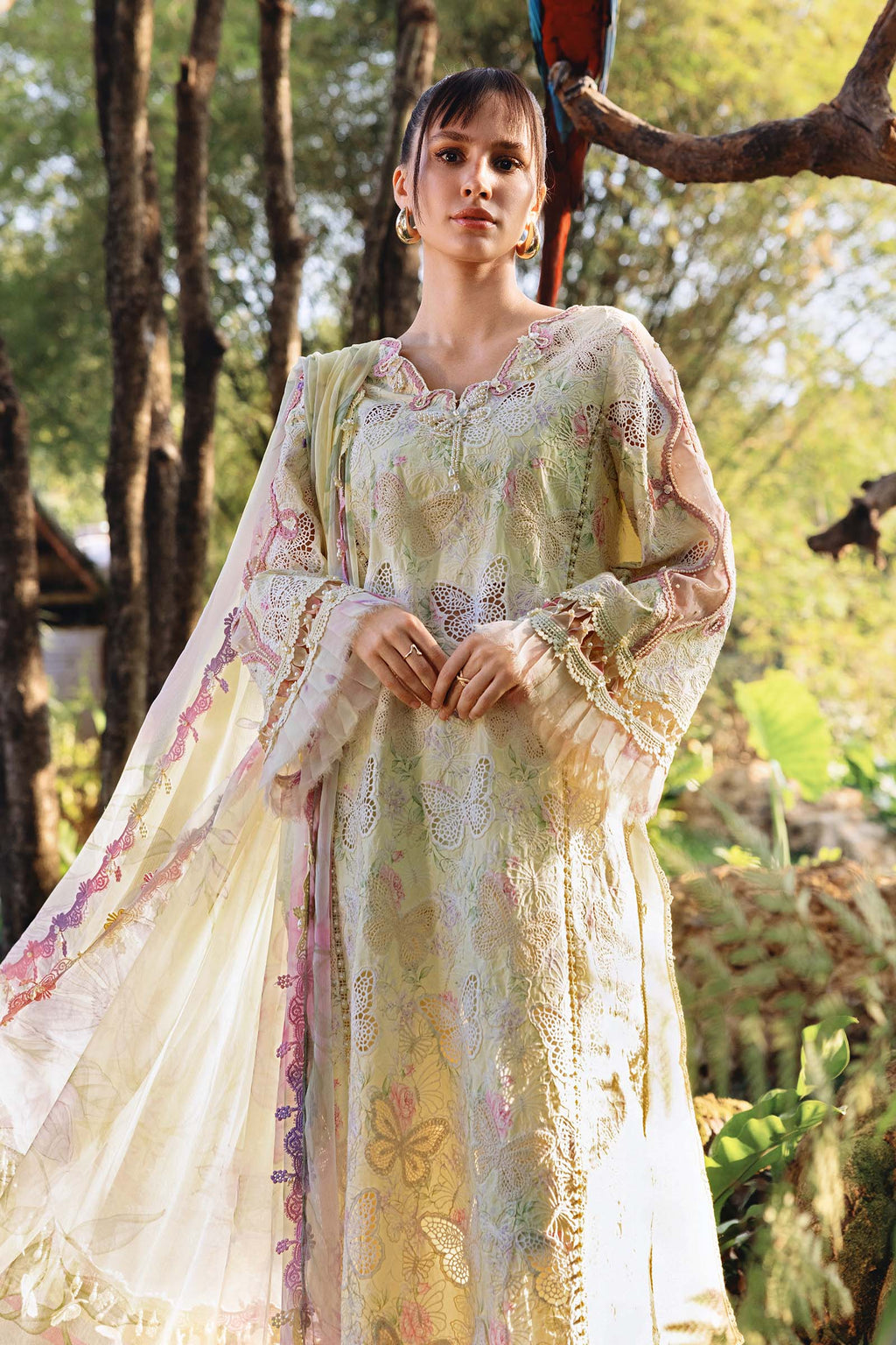 3PC Full Embroidered Butterfly Dress