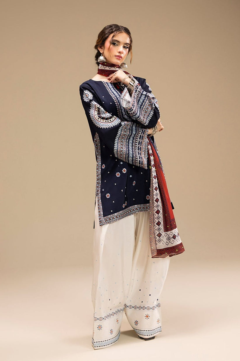 Unstitch 3pc Lawn Dress With Digital Print Shawl