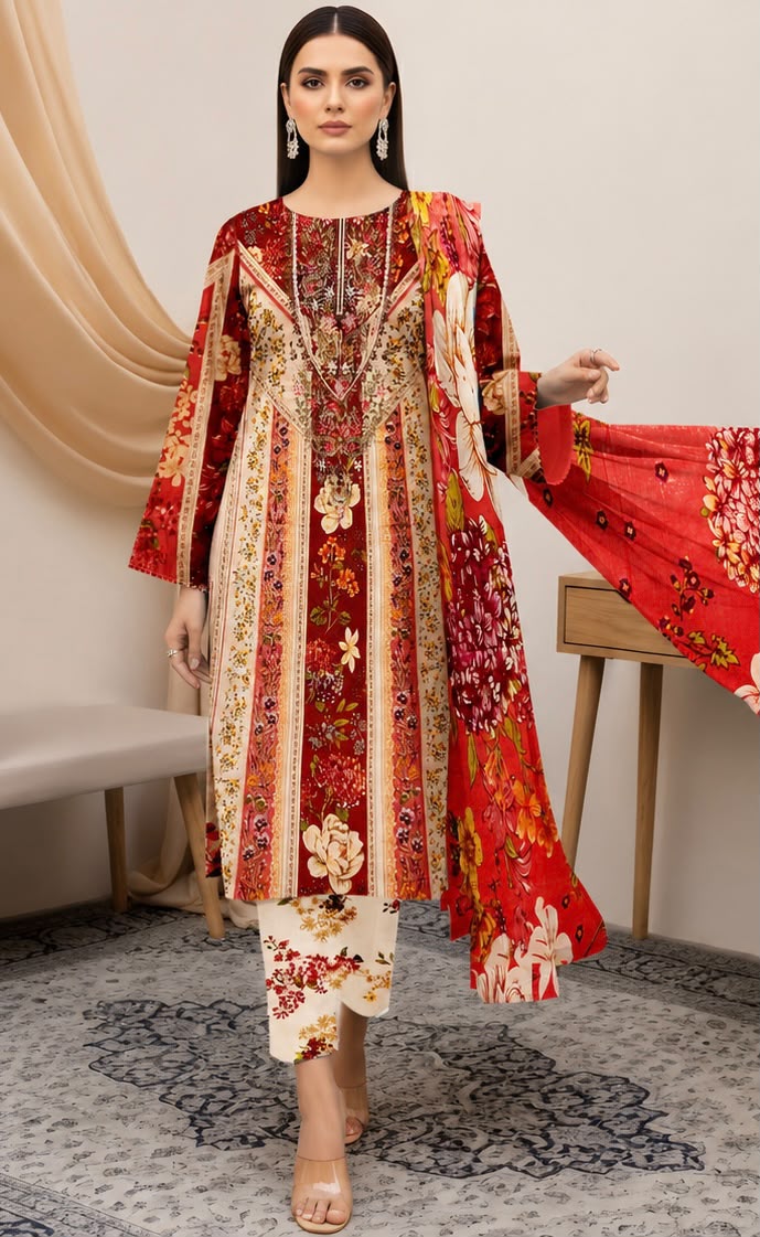 Embroidered Lawn Dress 3PC