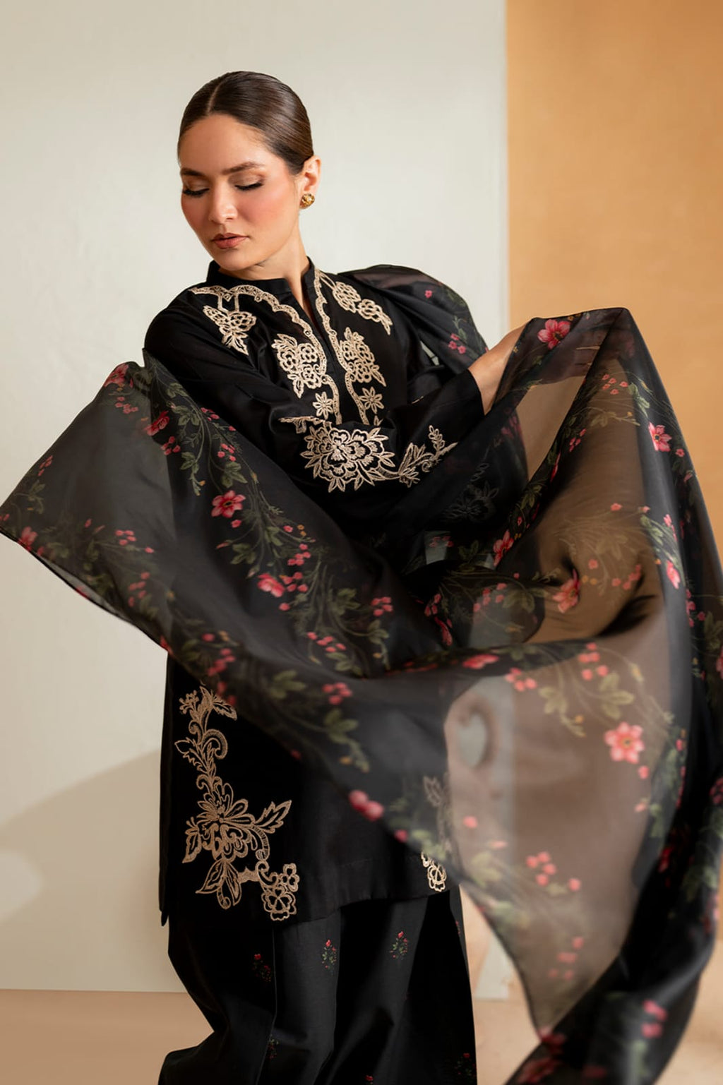 3pc Embroidered With Chiffon Duppata