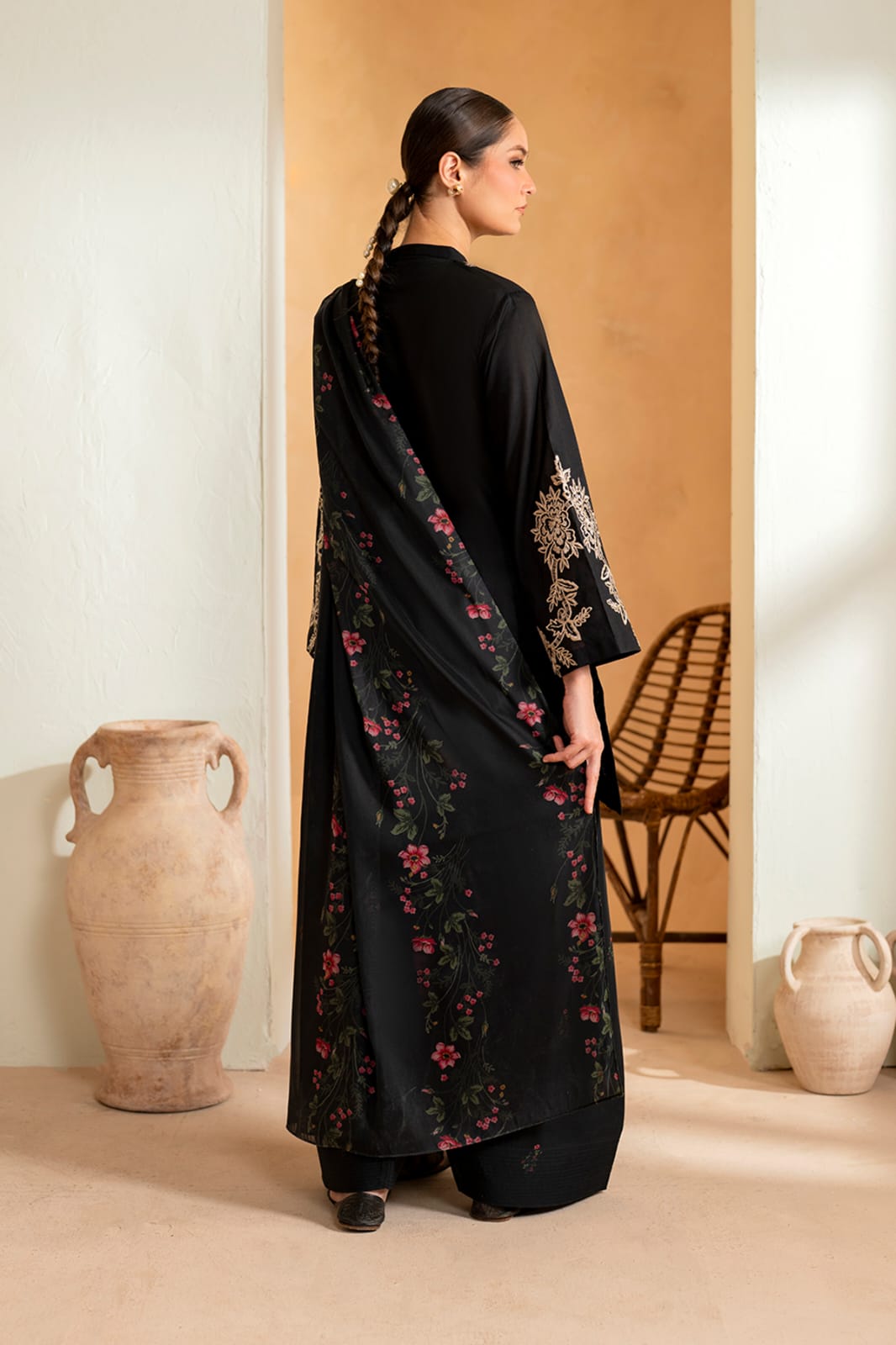 3pc Embroidered With Chiffon Duppata